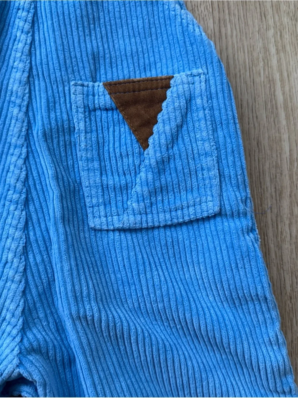 OshKosh B'gosh Light Blue Corduroy Overalls with Brown Trim